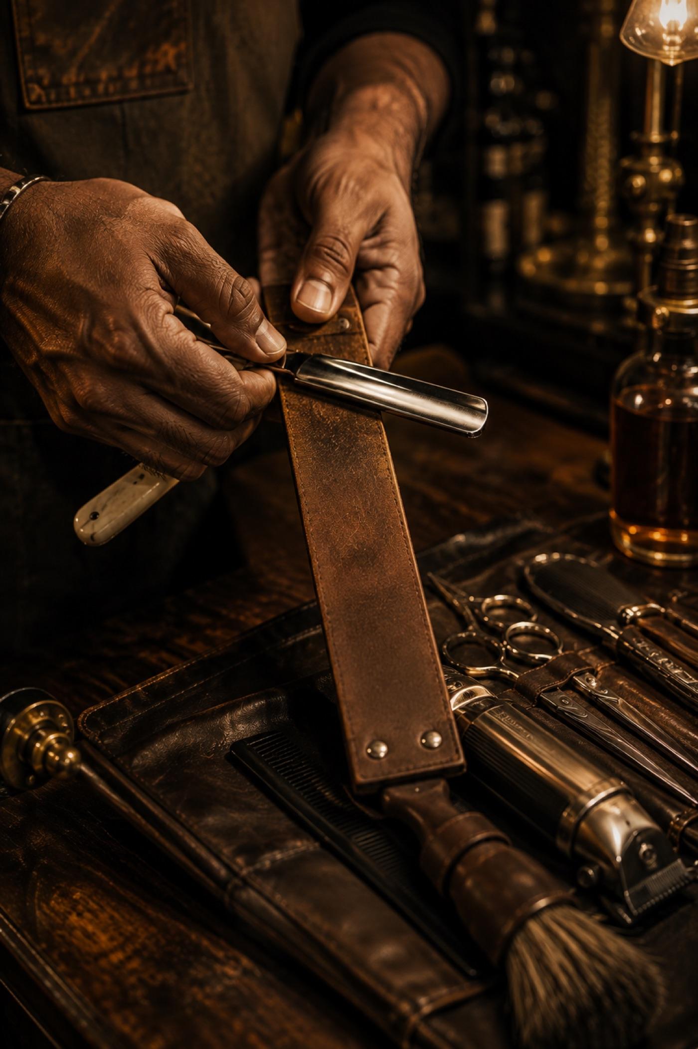 The tools of the craft, laid out on leather
